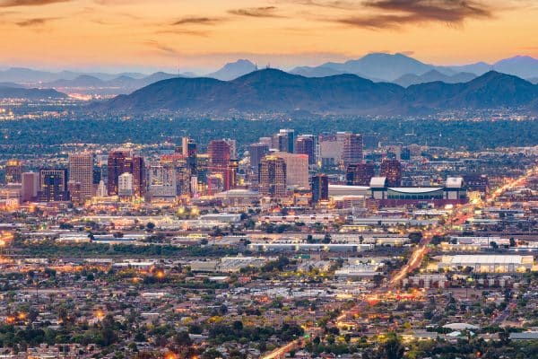 Downtown Phoenix at dusk