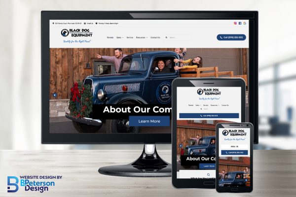 Black Dog Equipment's new website shown on responsive screens