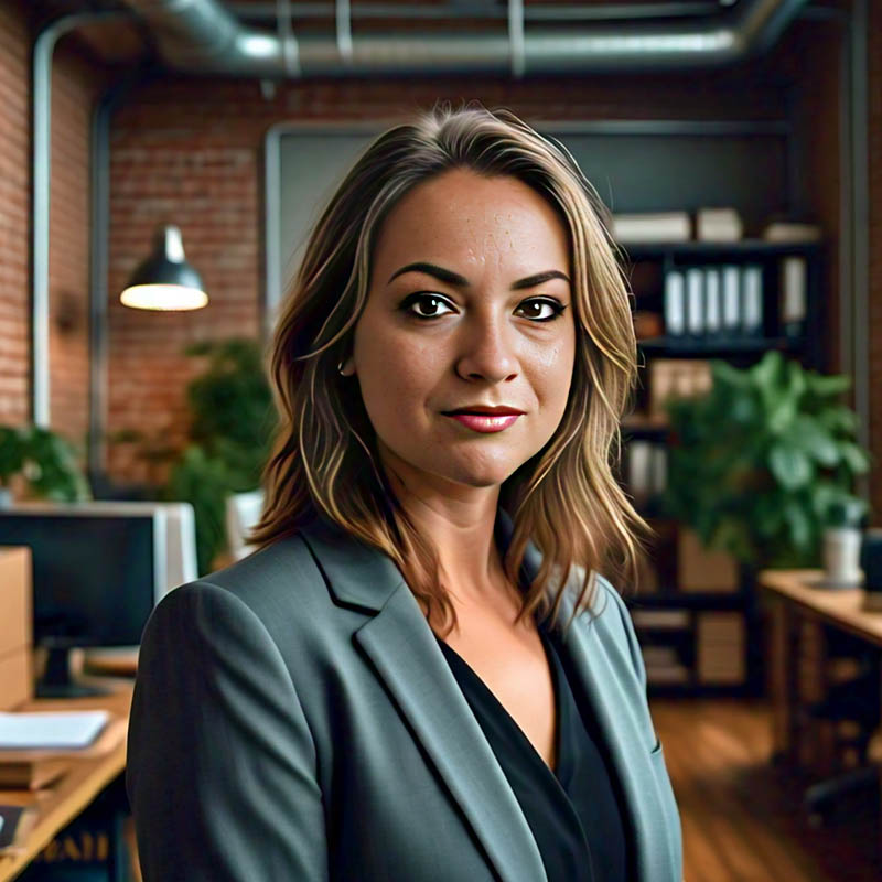 Janae smiling in her office loft